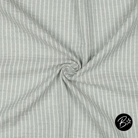 Musselin Double Gauze - Streifen #altgrün/weiss