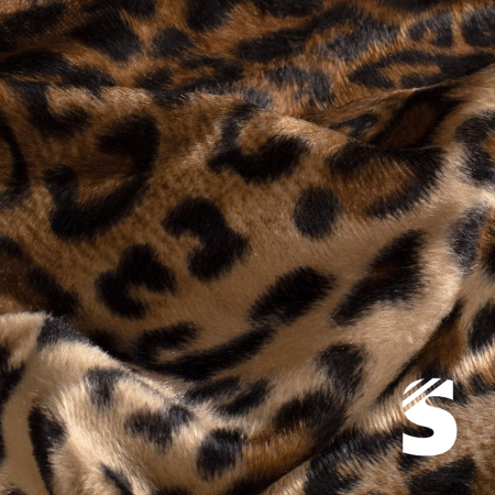 Velours Stoff bedruckt / Plüsch - Leo Panther # Braun