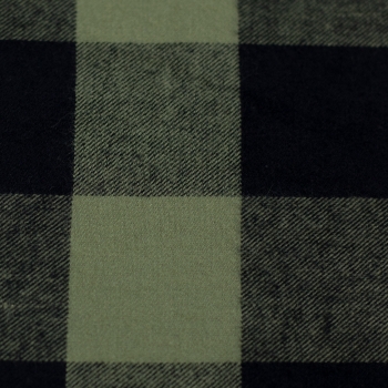 Flanell Baumwollflanell Maverick - Army/Schwarz
