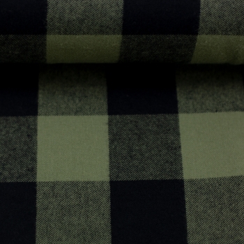Flanell Baumwollflanell Maverick - Army/Schwarz