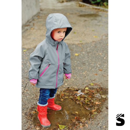 Reflektierender Softshell - Grau  - Schwarze Rückseite