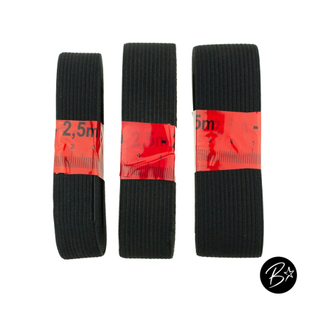3er - SET Gummiband  (20mm/25mm/30mm je 2,5 Meter)  - #schwarz
