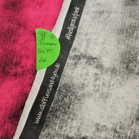 1206-22 - BWARE - 0,4 Meter Denim Verlauf #hellgrau/pink - Bio French Terry - 6€