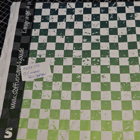 1404-03 / 0,5 Meter Karogrunge #petrol/neongreen - Bio JERSEY