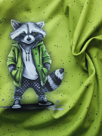 1504-09 / Panel Racoon - ca. 1 Meter hoch, volle Breite 150cm - LYCRA UPF 50+