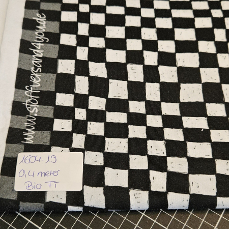 1604-19 / 0,4 meter - Groovy Karo #schwarz/weiss - Bio French Terry - 7 €