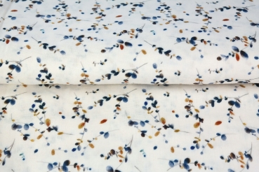Musselin Double Gauze - Blätterranken - Blau Rost