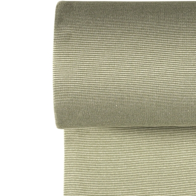 Bündchen Gestreift - Tannengrün/Weiß - Glatt 1mm