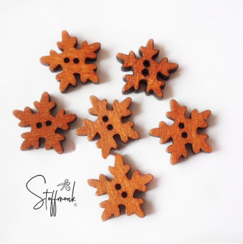 Holz Knopf  - Schneeflocke - 2 Stück -