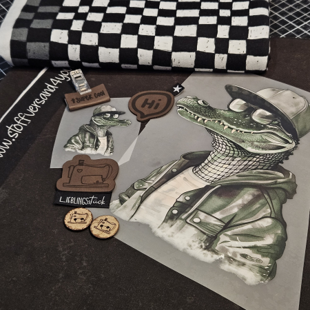 GROOVY KARO - #schwarz/weiss - Bio French Terry