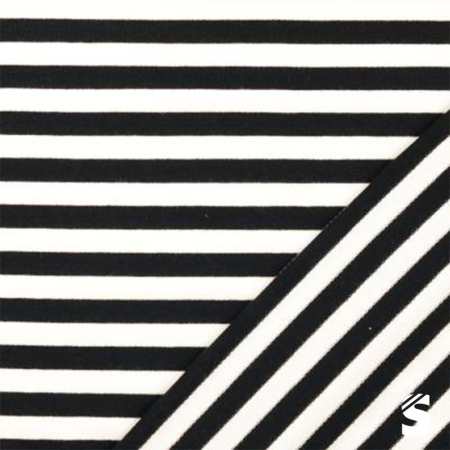 French Terry/Sommersweat - Streifen #schwarz/weiss