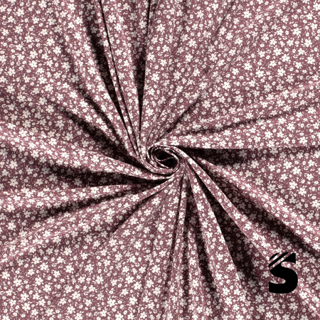 Baumwoll Jersey - Mini Flowers #altrosa dunkel