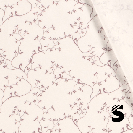 Baumwoll Jersey - Frühlingsgezwitscher (Ast Vögelchen)