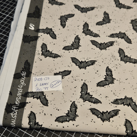 1 Meter RESTSTÜCK - Ep Bio French Terry - FLEDERMÄUSE Beige