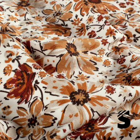 French Terry/Sommersweat - Blumen #rost beige