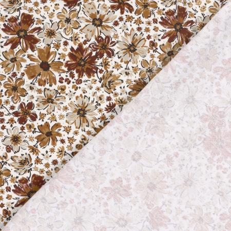 French Terry/Sommersweat - Blumen #rost beige