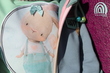 Patch / Aufnäher  - "Hase mit Herzballon" - Blau