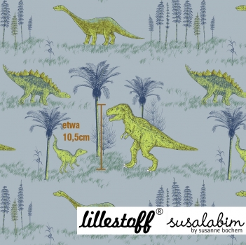 Dinowelt - grau / grün - BIO Jersey von lillestoff -