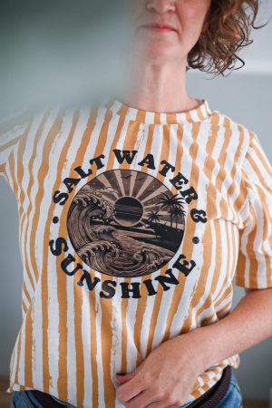 Bügelbild - "SALTWATER" - Rund #schwarz/braun