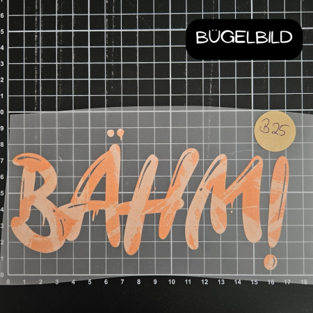 Bügelbild - B25 - BÄHM! #Koralle strokes - ca.17cm - 4€