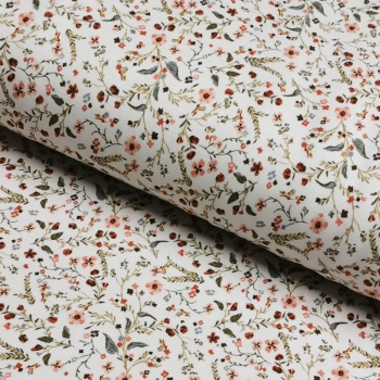 Bio Baumwoll Jersey - Flowers Khaki/Terra