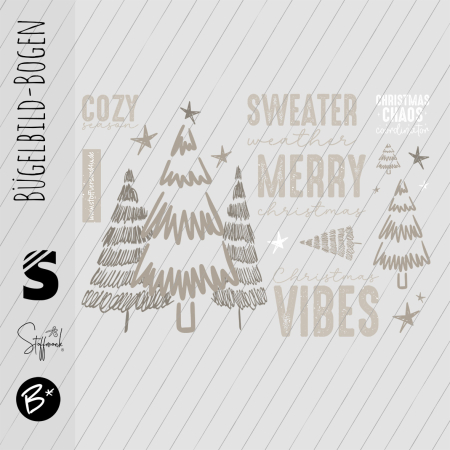 Bügelbild Bogen - DINA4 -  Xmas  # Beige