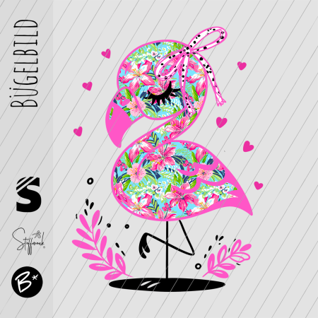 Bügelbild - " Flamingo (Blumen) "