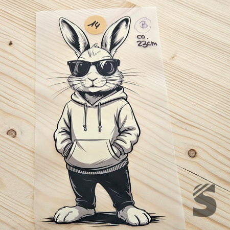 Bügelbild B-WARE! - längste Seite ca. 23cm   - #BB_R 14 - Hase stehend