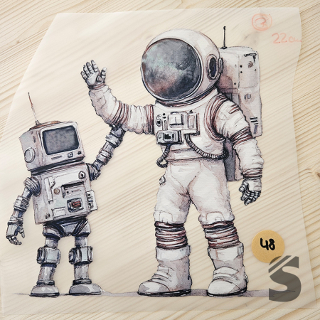 Bügelbild B-WARE! - längste Seite ca. 22cm   - #BB_R 48 - Astronaut