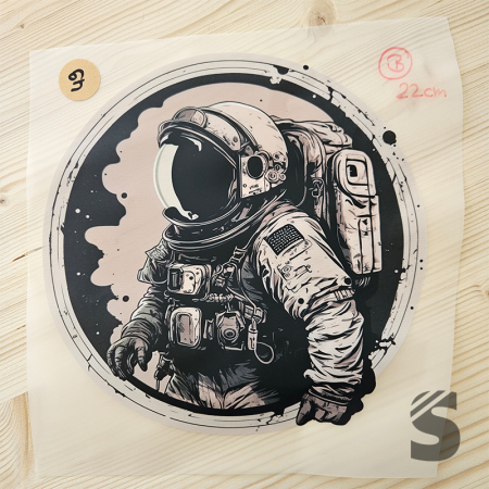 Bügelbild B-WARE! - längste Seite ca. 22cm   - #BB_R 49 - Astronaut Button
