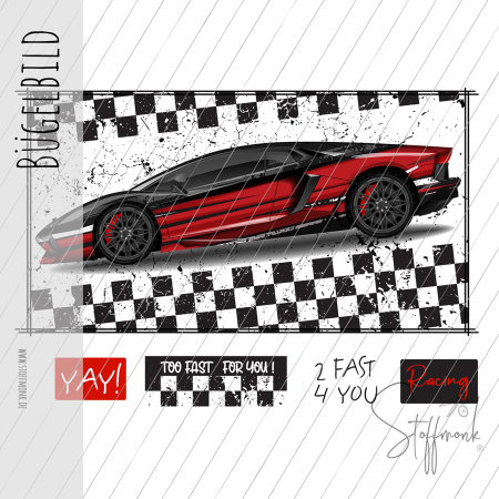 Bügelbild - "Sportwagen ROT" - SET