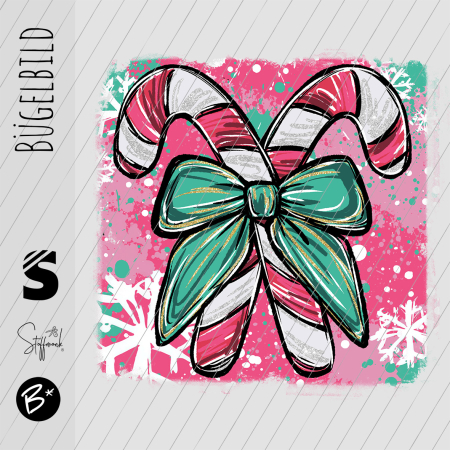 Bügelbild -  " Zuckerstangen mit Schleife "