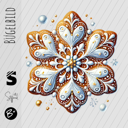 Bügelbild -  " Lebkuchen  SCHNEEFLOCKE "