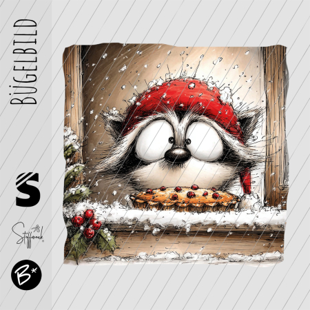 Bügelbild -  " Waschbär am Fenster "