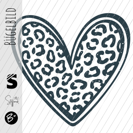 Bügelbild -  " Herz mit Outline  - Leo Konfetti # blau "