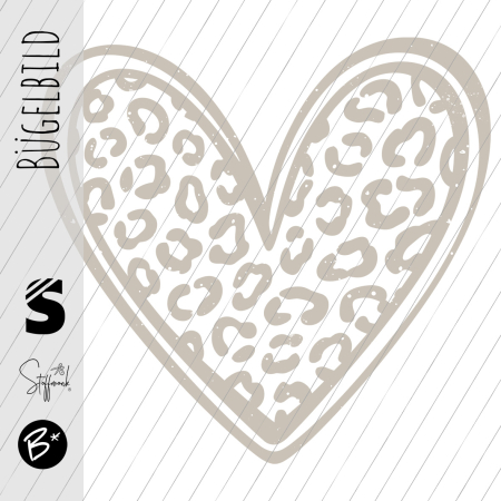 Bügelbild -  " Herz mit Outline  - Leo Konfetti # beige "
