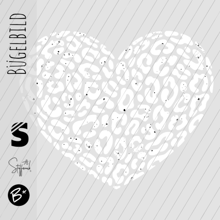 Bügelbild -  " Herz - Leo Konfetti # weiss "