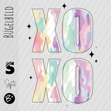 Bügelbild - "XOXO - Pastelfarben"