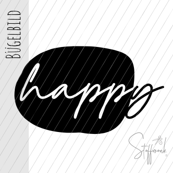 Bügelbild - Button - happy