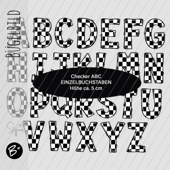 Bügelbild  - " Checker ABC " - EINZELBUCHSTABE (wählbar)