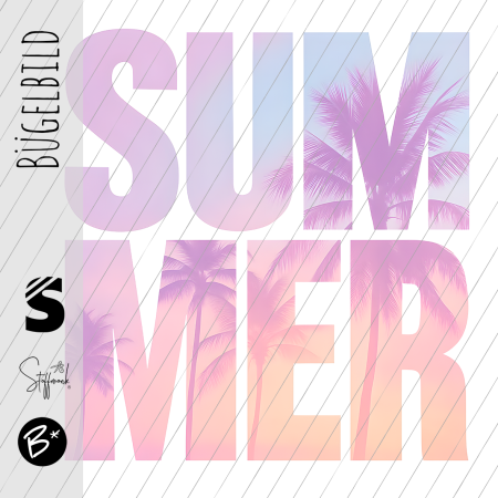 Bügelbild - " SUMMER (Palmen Text) " - Version 2
