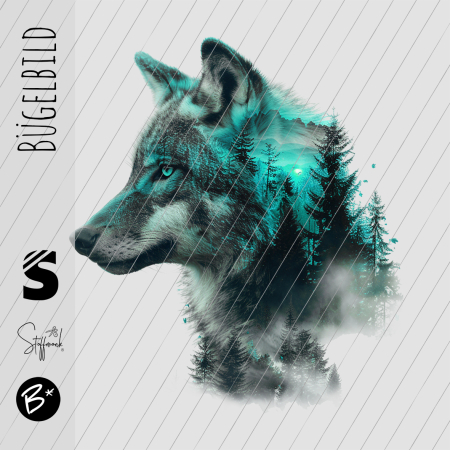 Bügelbild -  " Wood Wolf " - Petrol