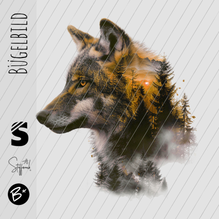 Bügelbild -  " Wood Wolf " - Orange