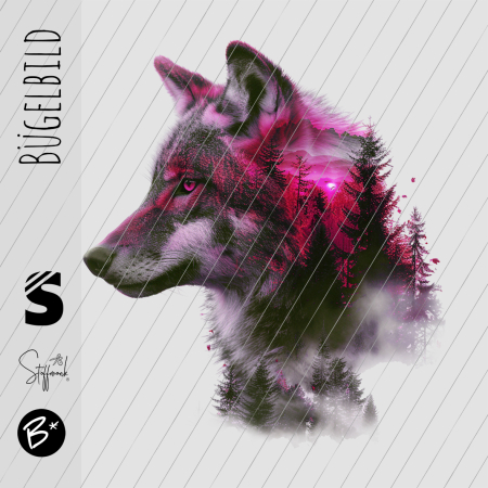 Bügelbild -  " Wood Wolf " - Pink