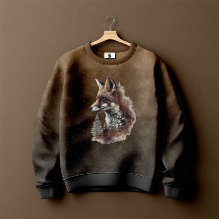 Bügelbild -  " Wood Fuchs " - Braun