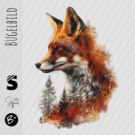 Bügelbild -  " Wood Fuchs " - Orange