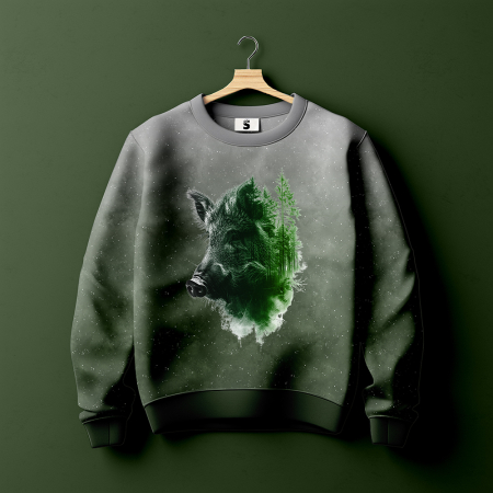 Bügelbild -  " Wood Wildschwein " Grün