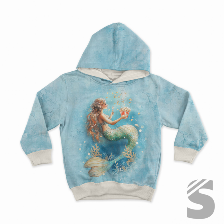 PANEL  Meerjungfrau mit Popcorn -  French Terry  (Reaktivdruck)