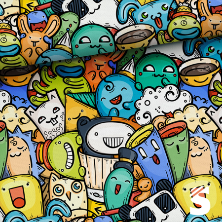 Doodle Monster    -  French Terry  (Reaktivdruck)