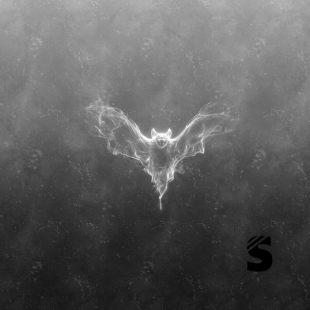 Einzel Panel " BAT" - Grunge Verlauf - #dunkelgrau/hellgrau - Bio French Terry